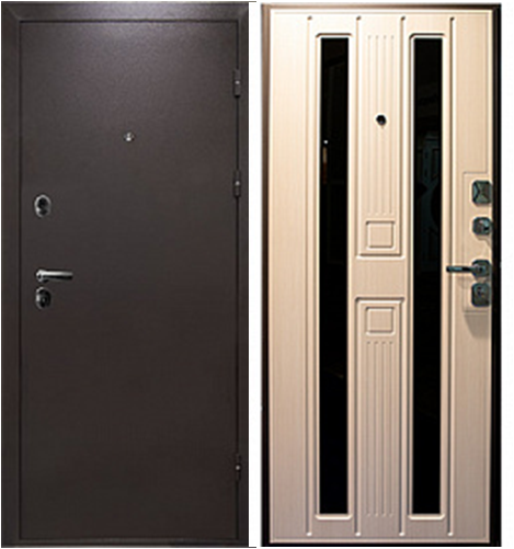 Дверь металлическая ВИНТЕР-100 (Верона) Дуб беленый черный муар 2066х880 правая