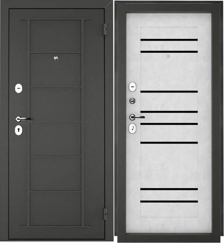 Дверь металлическая ТИТАН графит, бетон снежный 2050х860 правая