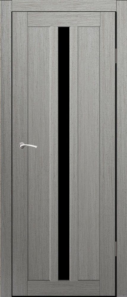 Полотно дверное остекленное Эко-шпон Монреаль 1, 2000*900 РоялВуд Серый, стекло черное