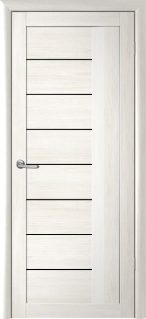 Полотно дверное остекленное Эко-шпон Марсель 900 белый кипарис черный акрилат