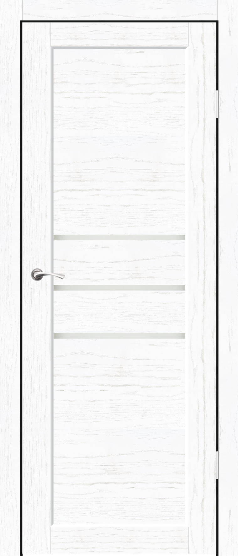 Полотно дверное остекленное Эко-шпон Мураками 2000*800 Белый кашемир, стекло черный лакобель