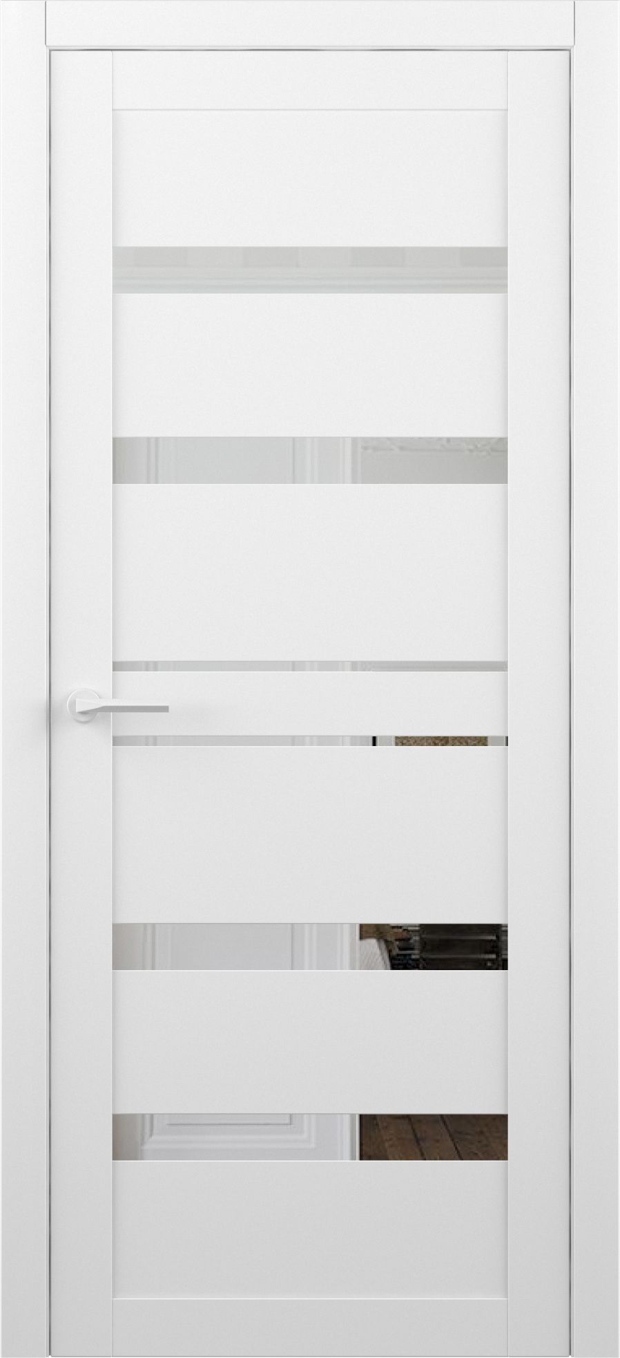 Полотно дверное остекленное Эко-шпон Дрезден 600 кедр снежный, зеркало