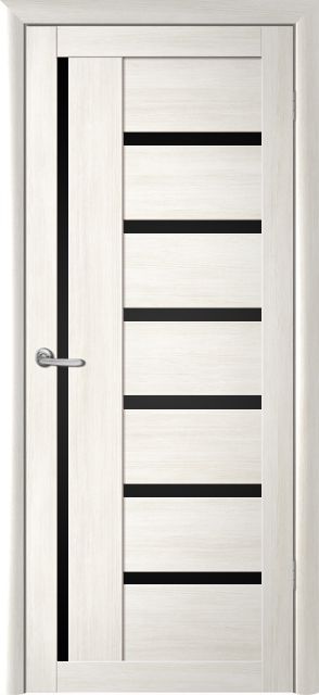 Полотно дверное остекленное Эко-шпон Мадрид 600 белый кипарис черный акрилат