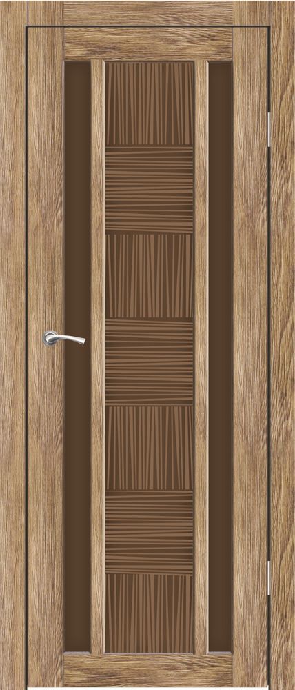 Полотно дверное остекленное Эко-шпон Калгари-3 700*2000 Ель карпатская, стекло бронза сатин, фотопеч