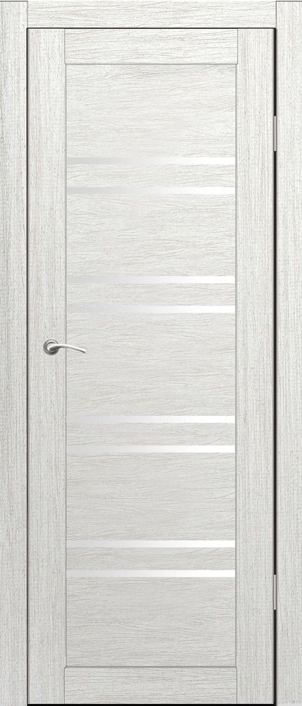 Полотно дверное остекленное Эко-шпон Окинава 850*2000 Артик, стекло белое лакобель