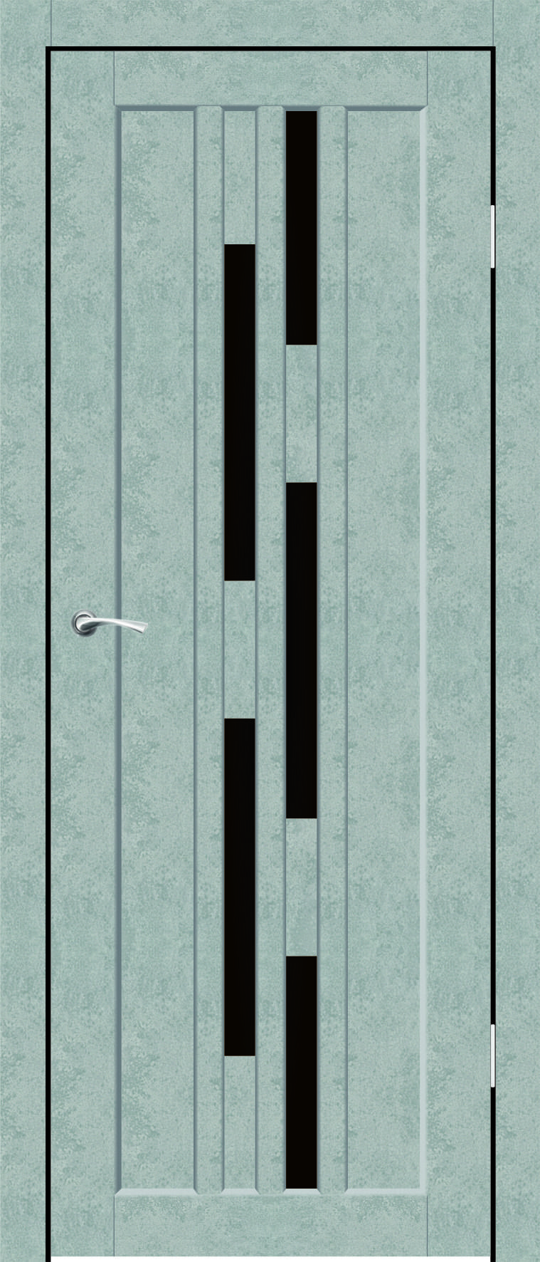Полотно дверное остекленное Эко-шпон Оттава, 2000*700 Бетон серый, черный лакобель