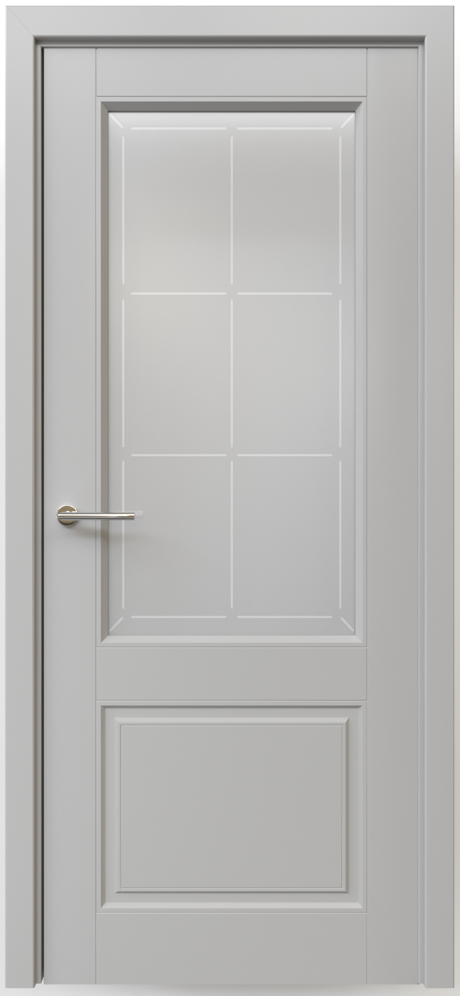 Полотно дверное остекленное Эмаль Классика-2 ЛЕВОЕ 600 серый стекло мателюкс "Прованс"(защелка маг.)