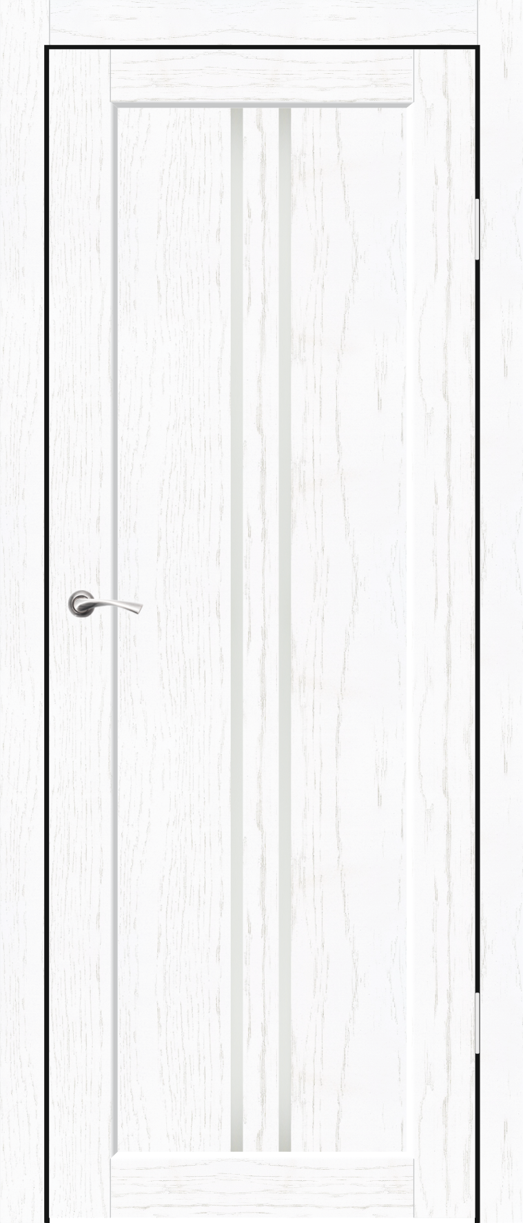 Полотно дверное остекленное Эко-шпон Токио 700*2000 Роял белый стекло лакобель белое