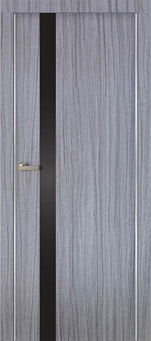 Полотно дверное остекленное Эко-шпон с алюм. кромкой МАНХЭТТЕН-3, 2000*800 Дуб пепельный, ст. черное
