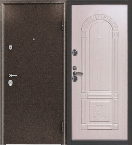 Дверь металлическая Страж 3К 3Д, МДФ Беленый дуб, 3Д Арка 2050х860 правая