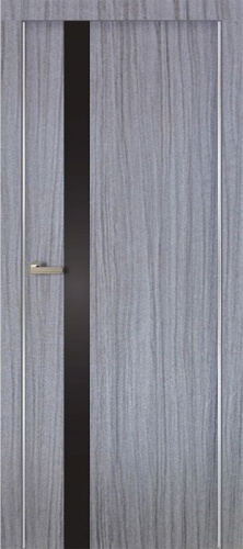 Полотно дверное остекленное Эко-шпон с алюм. кромкой МАНХЭТТЕН-3, 2000*800 Дуб пепельный, ст. черное