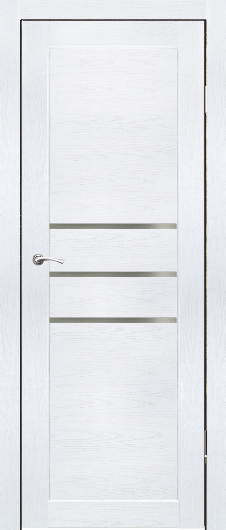Полотно дверное остекленное Эко-шпон Мураками 2000*700 Ясень белый, стекло матовое