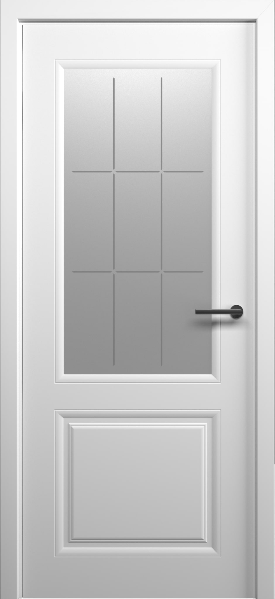 Полотно дверное остекленное СХЕМА Эмаль-2, Стиль-1 ЛЕВОЕ 800 белый ст."Топаз" (без замка)