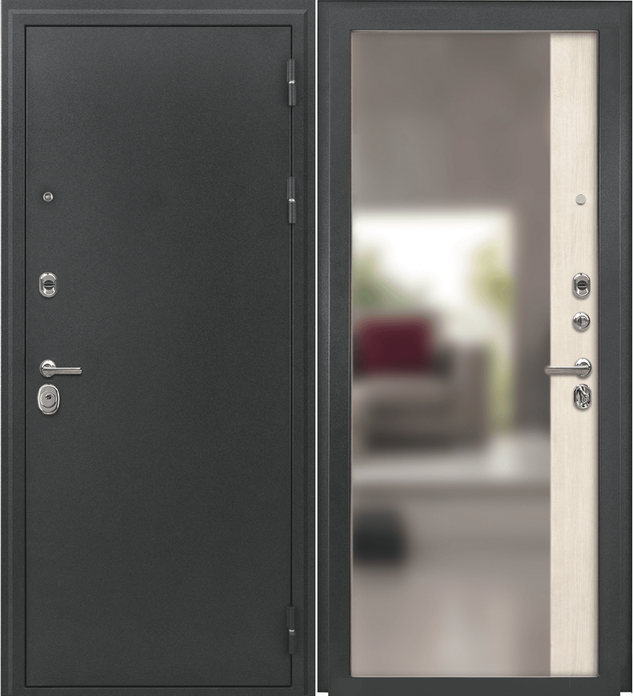 Дверь металлическая 3К Панорама Антик Серебро, ФЛ-16мм, ПВХ Дуб лиственница беленая 2050х960 левая