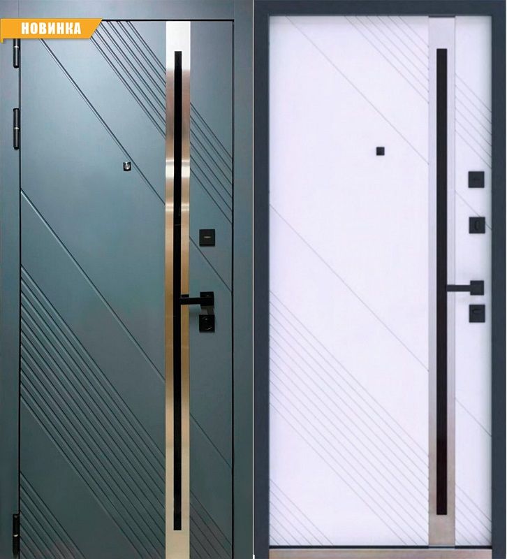 Дверь металлическая Айра 3К ПВХ Velluto/черный локобель, Бьянко, черная квадратная 2050х960 левая