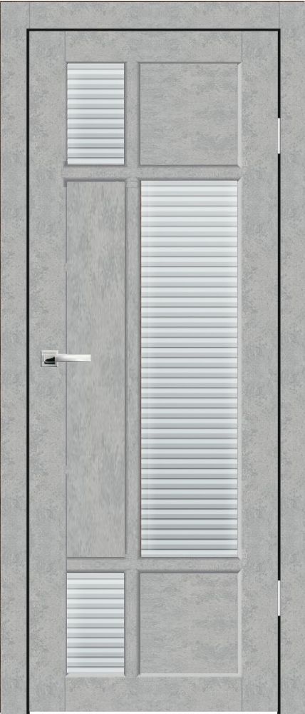 Полотно дверное остекленное Эко-шпон Филадельфия-1 2000*800 Бетон серый, зеркало. рис. "Мираж"