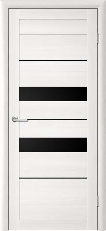 Полотно дверное остекленное EcoTex Т-4 600 Лиственница белая черный акрилат