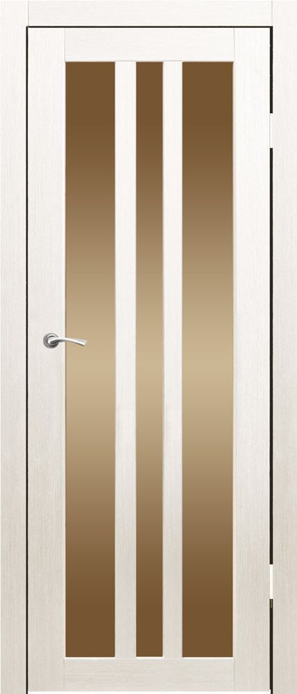 Полотно дверное остекленное Эко-шпон Монреаль 3, 2000*700 Лен кремовый стекло бронза сатин