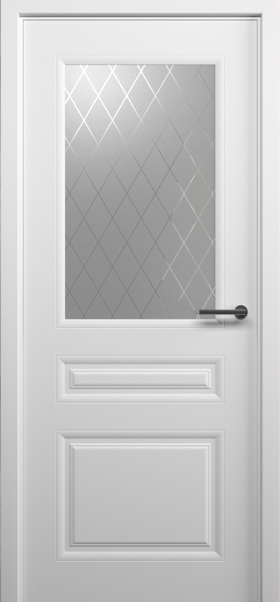 Полотно дверное остекленное СХЕМА Эмаль-2, Стиль-2 ЛЕВОЕ 800 белый ст."Рубин" (без замка)
