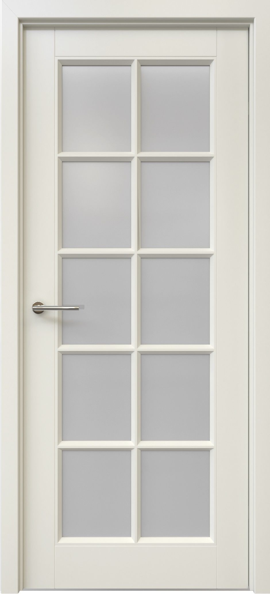 Полотно дверное остекленное Эмаль Классика-5 ПРАВОЕ 800 латте стекло мателюкс (защелка маг.)