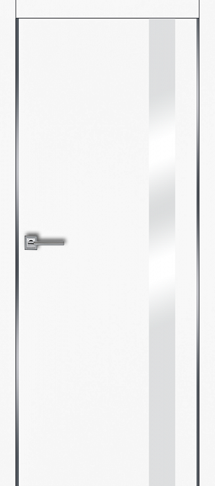 Полотно дверное остекленное Эко-шпон с алюмин. кромкой МАНХЭТТЕН-5, 2000*900 Белый софт, ст. белое