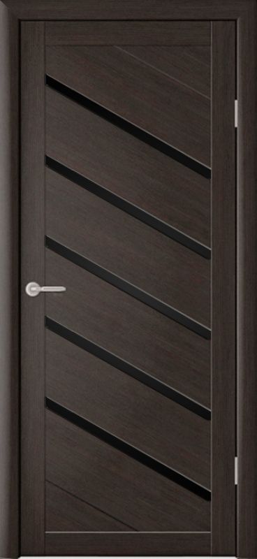Полотно дверное остекленное Эко-шпон Сингапур-5 900 темный кипарис стекло ЧЕРНОЕ
