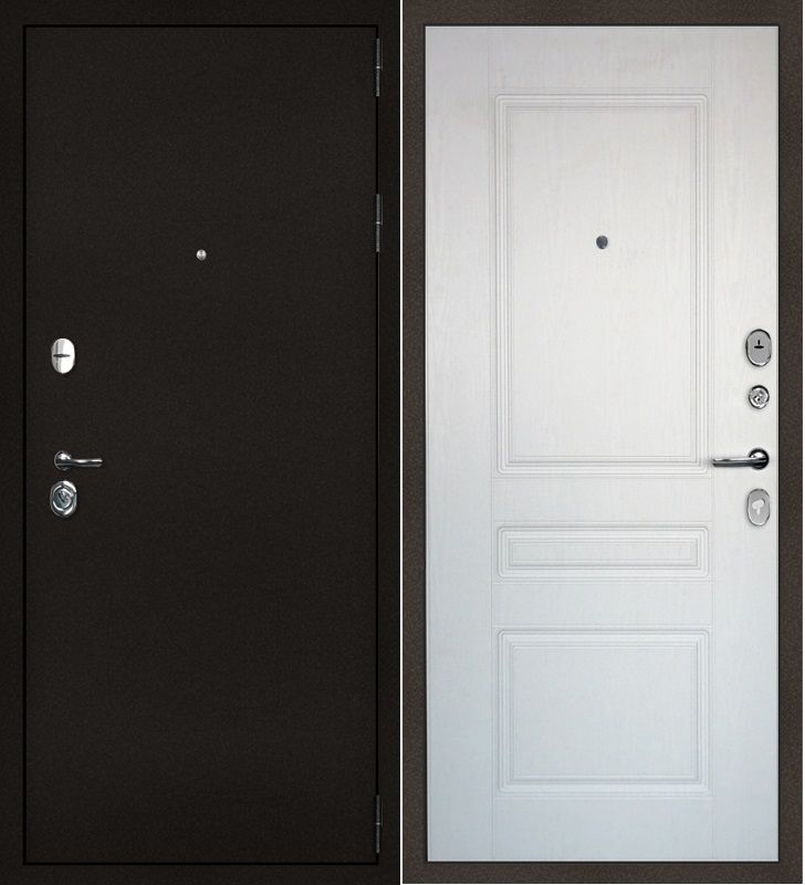 Дверь металлическая 3К Классика, "БРОНЯ 100 ММ" МДФ белый ясень 2050х860 левая