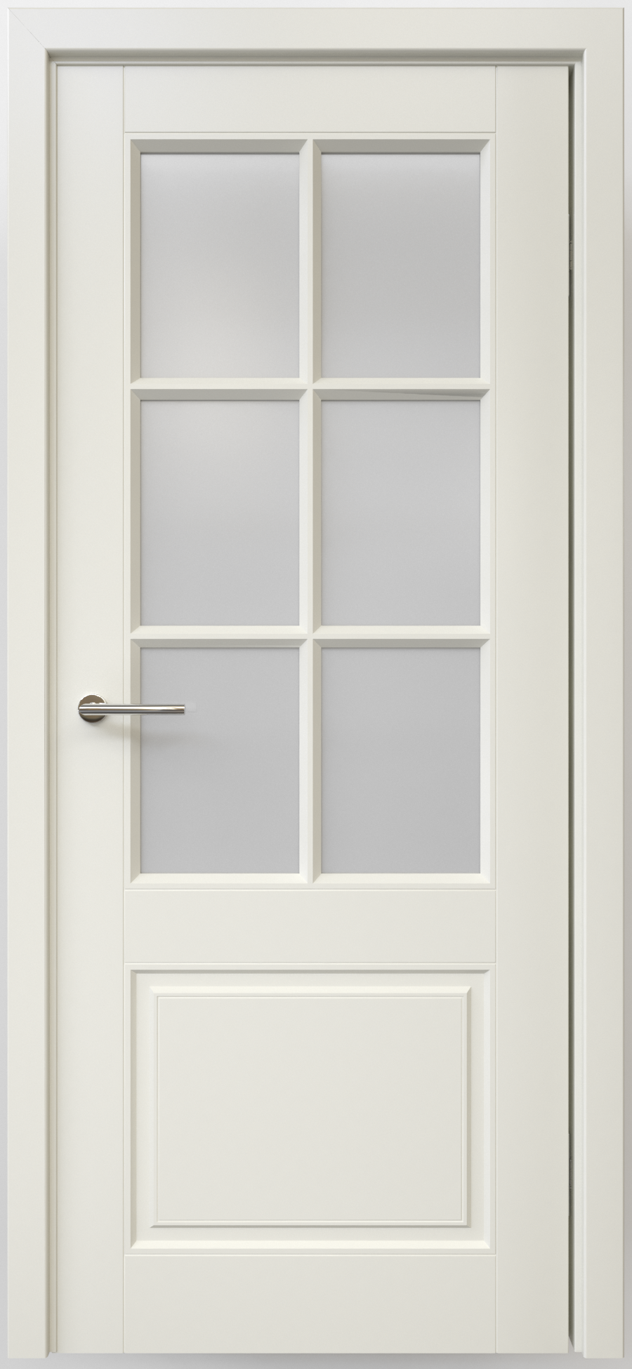 Полотно дверное остекленное Эмаль Классика-4 ЛЕВОЕ 800 латте стекло мателюкс (защелка маг.)