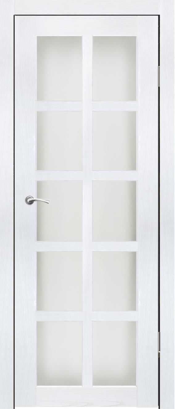 Полотно дверное остекленное Эко-шпон Анжур 2000*600 Ясень белый, стекло матовое