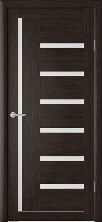 Полотно дверное остекленное Эко-Шпон Мадрид 600 темный кипарис стекло матовое