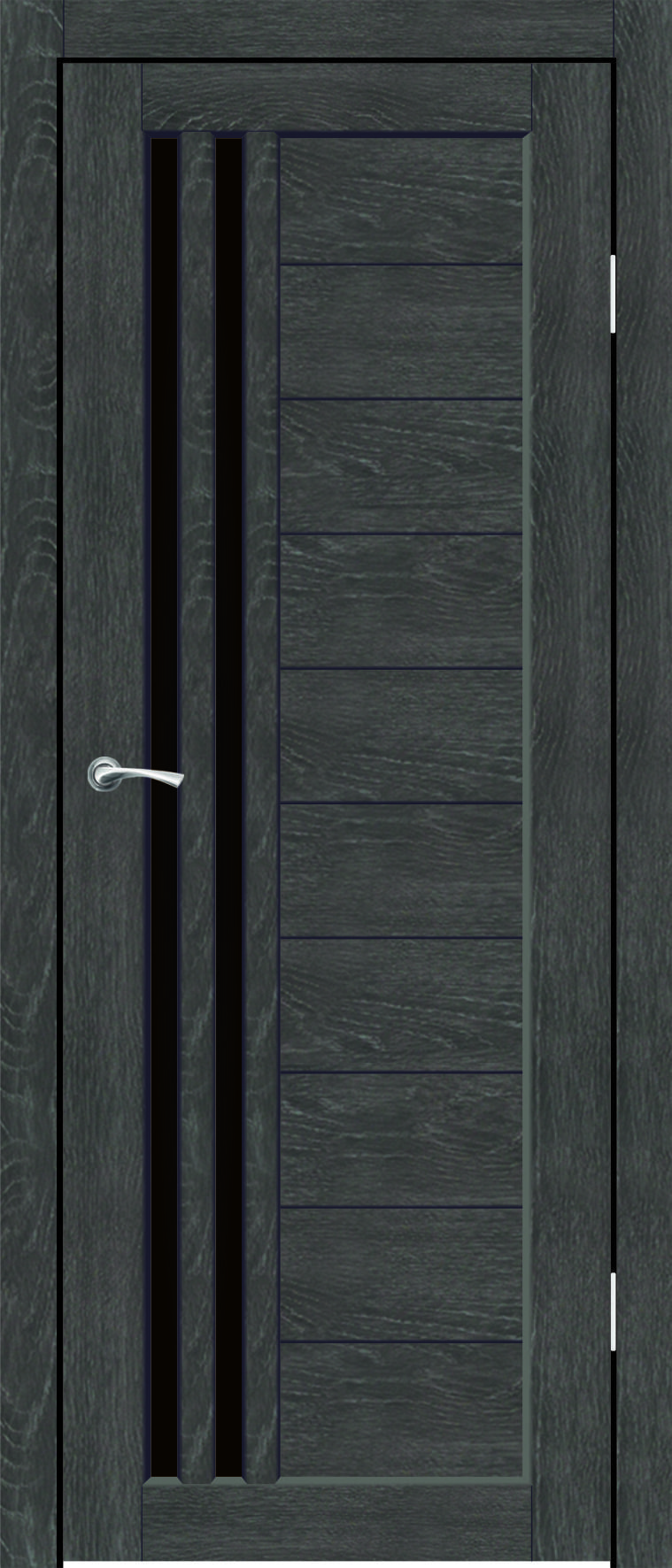 Полотно дверное остекленное Эко-шпон Квебек, 2000*900 Гранит, стекло черная лакобель