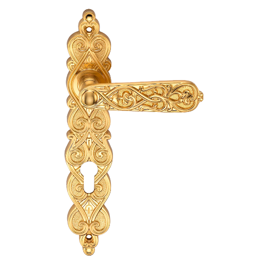 Ручка дверная на длинной планке "GENESIS" ARABESCO S. GOLD (PS) проходная, матовое золото