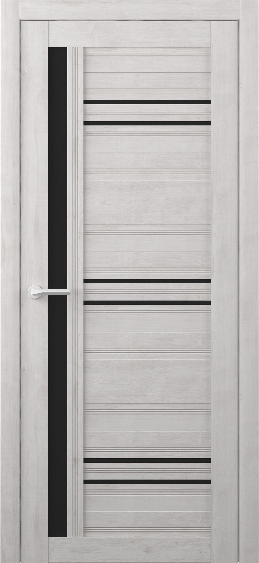 Полотно дверное остекленное Soft Touch Невада 600 Жемчужный, стекло черное