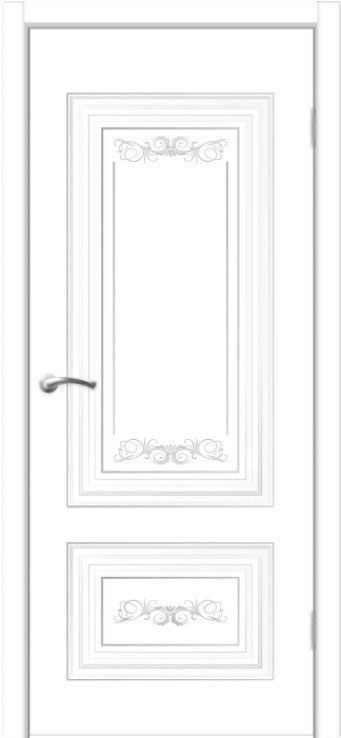 Полотно дверное глухое К108 2000*800 Белая матовая (серебро)
