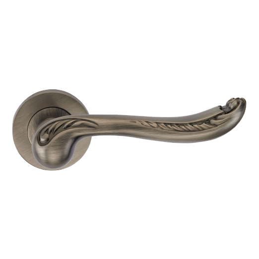 Ручка дверная на круглой розетке "GENESIS" ACANTO BL. SILVER (20G) черненое серебро