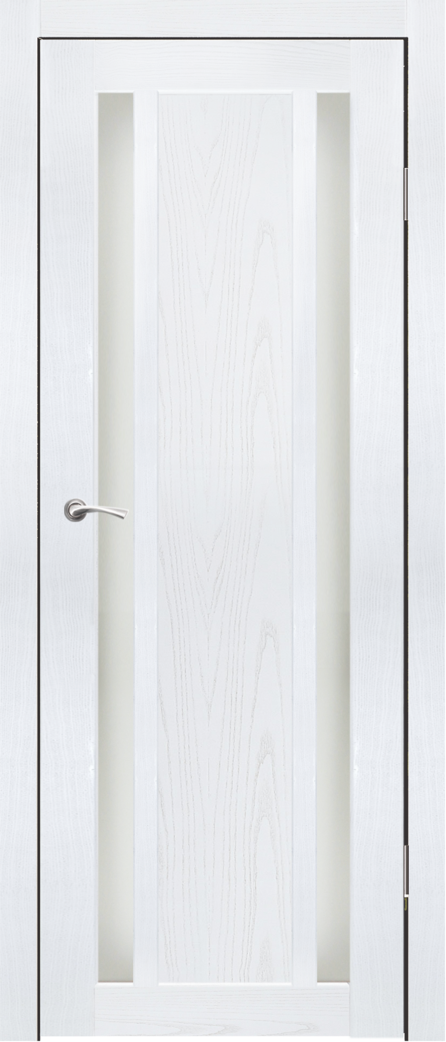 Полотно дверное остекленное Эко-шпон Калгари-2 900*2000 Ясень белый, стекло сатин матовый