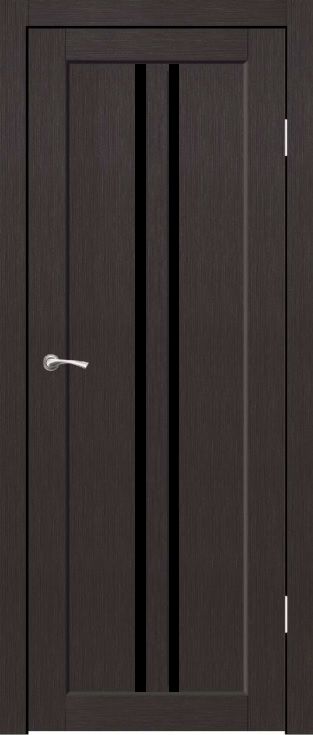 Полотно дверное остекленное Эко-шпон Питтсбург 2000*600 Венге, стекло черный лакобель