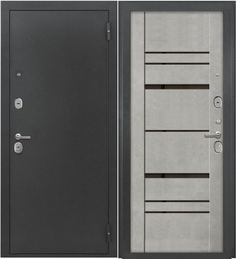 Дверь металлическая Страж 2К Модерн-2. Антик Серебро, ПВХ Бетон лофт 2050х960 левая