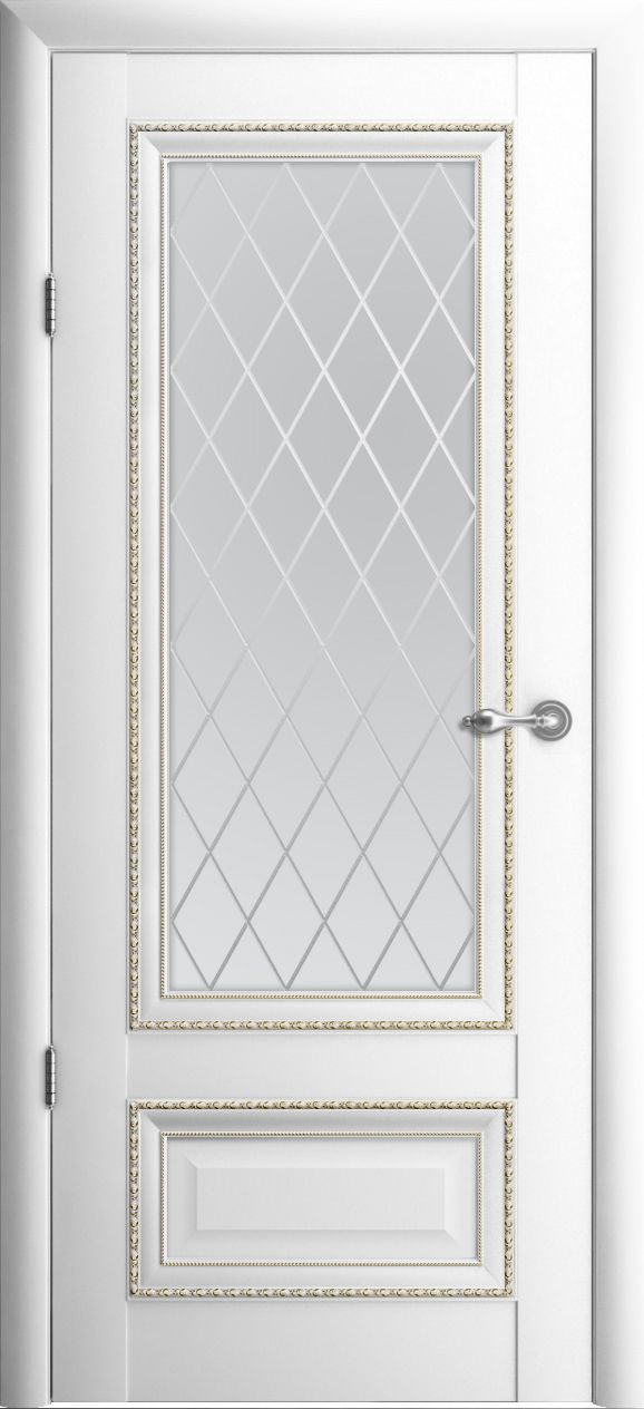 Полотно дверное остекленное Vinyl Версаль-1 700 белый стекло мателюкс "Ромб"