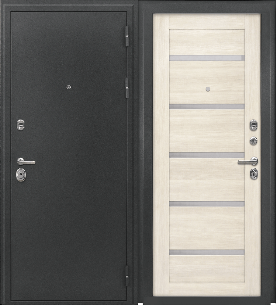 Дверь металлическая 3К Люкс-2 Антик Серебро, ФЛ-16мм, ПВХ Лиственница беленная 2050х960 левая