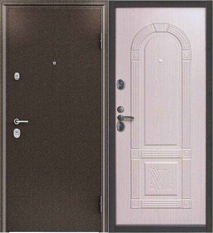 Дверь металлическая Страж 3К 3Д, МДФ Беленый дуб, 3Д Арка 2050х960 правая