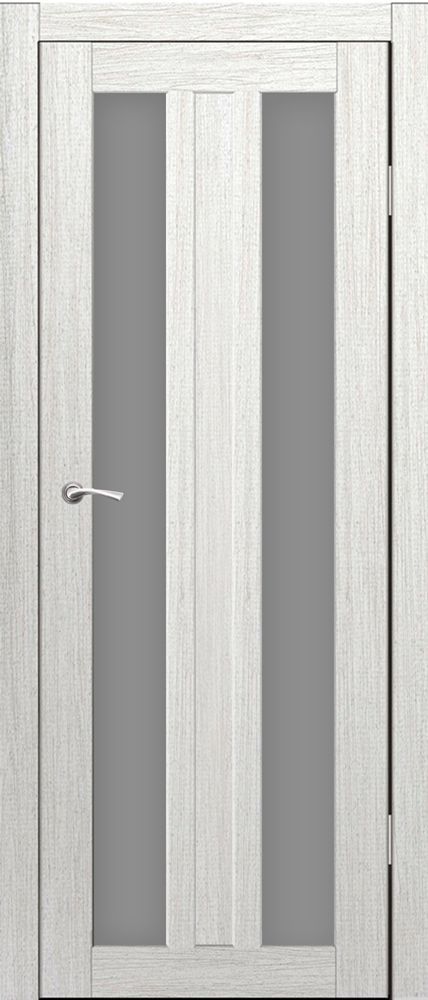 Полотно дверное остекленное Эко-шпон Монреаль 2, 2000*800 Роял белый, стекло сатин серый