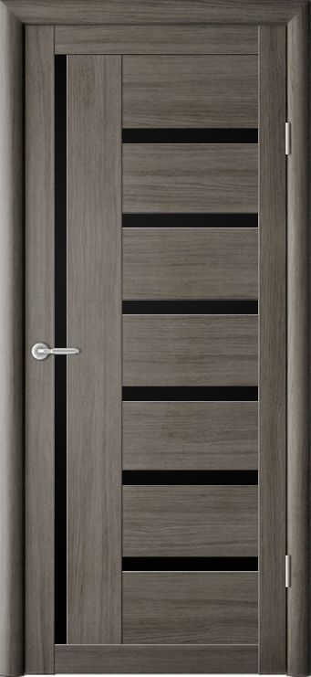 Полотно дверное остекленное Эко-шпон Мадрид 600 СЕРЫЙ КЕДР черный акрилат