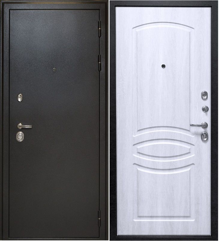 Дверь металлическая 3К Люкс-1 Антик Серебро, ФЛ-10мм, Ясень белый снег 2050х960 правая
