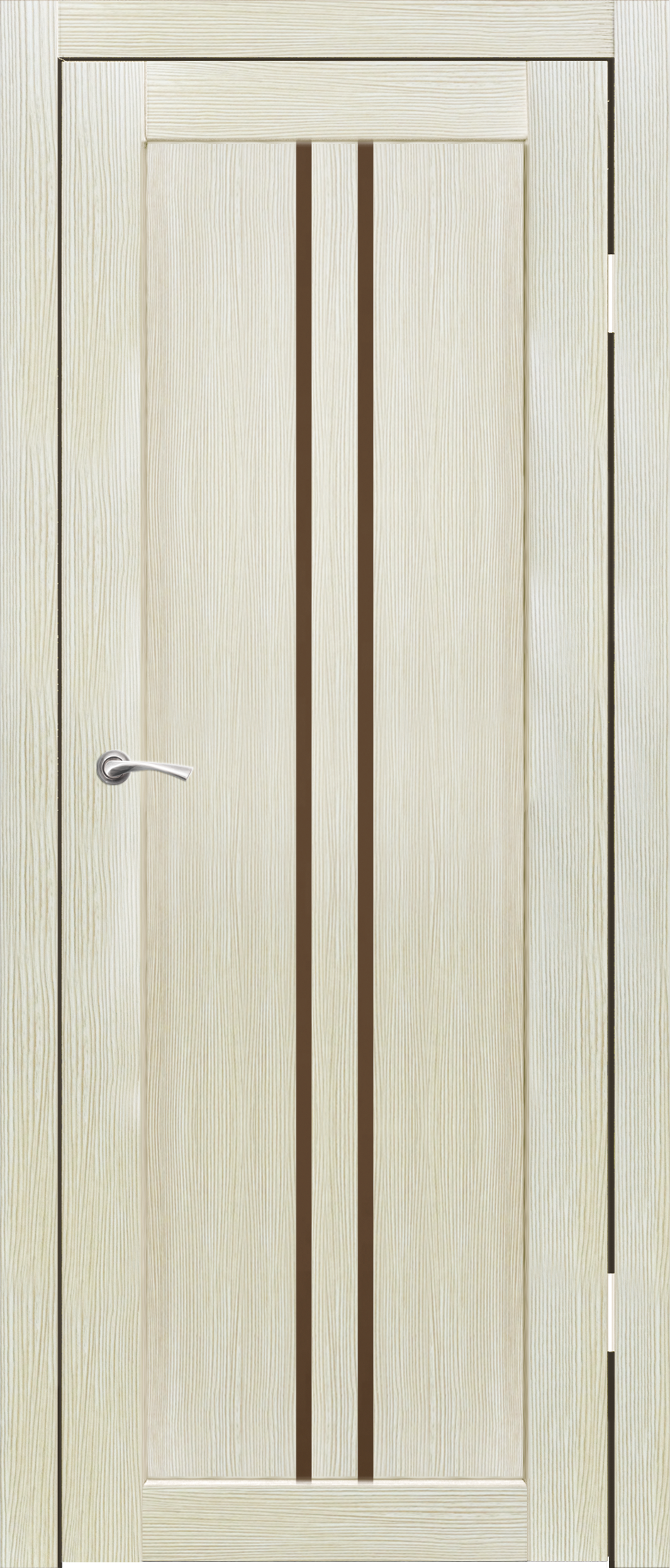 Полотно дверное остекленное Эко-шпон Токио 800*2000 Шагрень Капучино, стекло бронза сатин