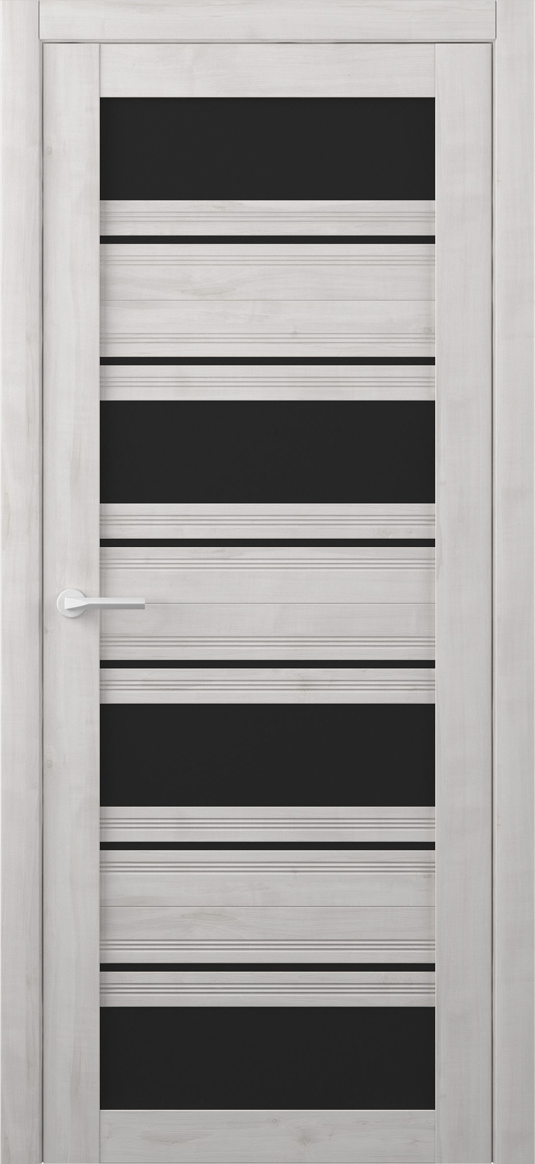 Полотно дверное остекленное Soft Touch Монтана 900 Жемчужный, стекло черное