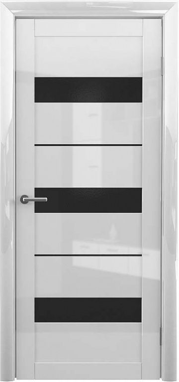 Полотно дверное остекленное Глянец Прага 900 Белый стекло черный акрилат