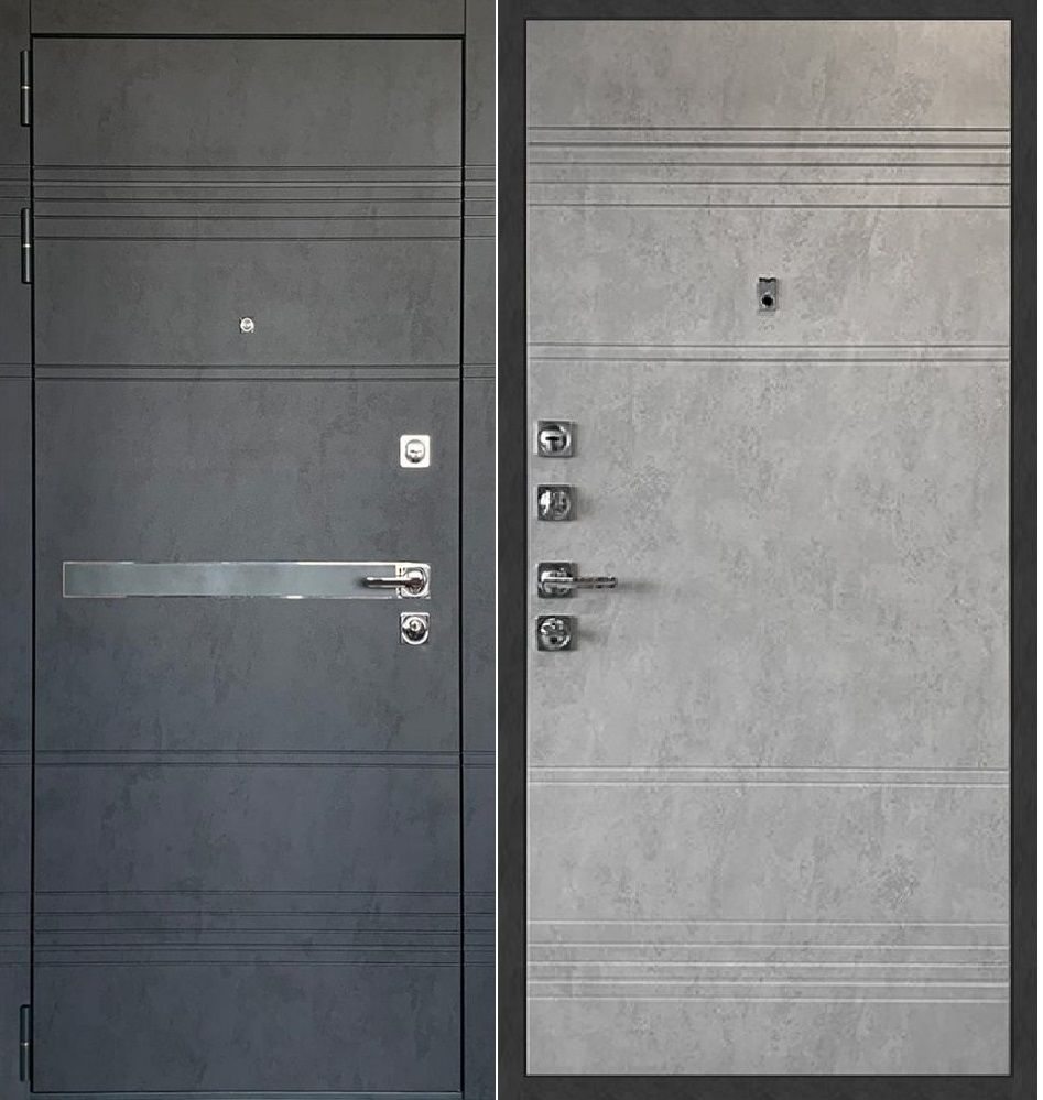 Дверь металлическая Страж 3К URBAN PP, Бетон графит/Бетон светлый. 2050х960 левая