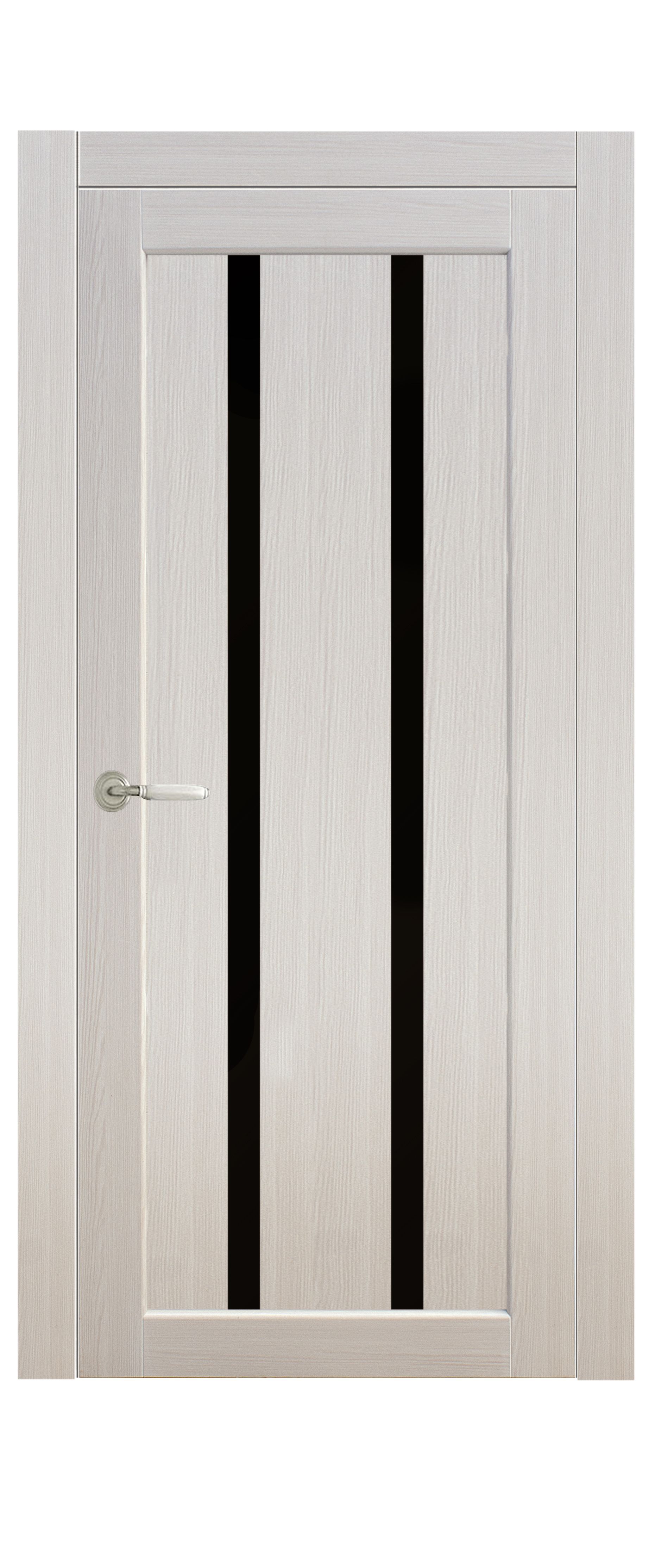 Полотно дверное остекленное Эко-шпон Сицилия 900 Дуб перламутр черный лакобель