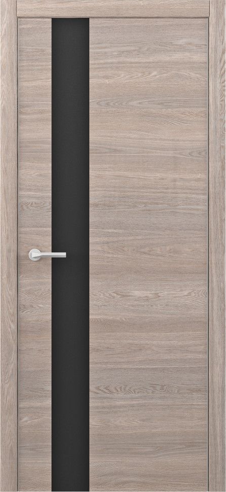 Полотно дверное остекленное Art-шпон G кр4 800 дуб полярный, ст.черное сх.STATUS-1 (замок маг. хром)